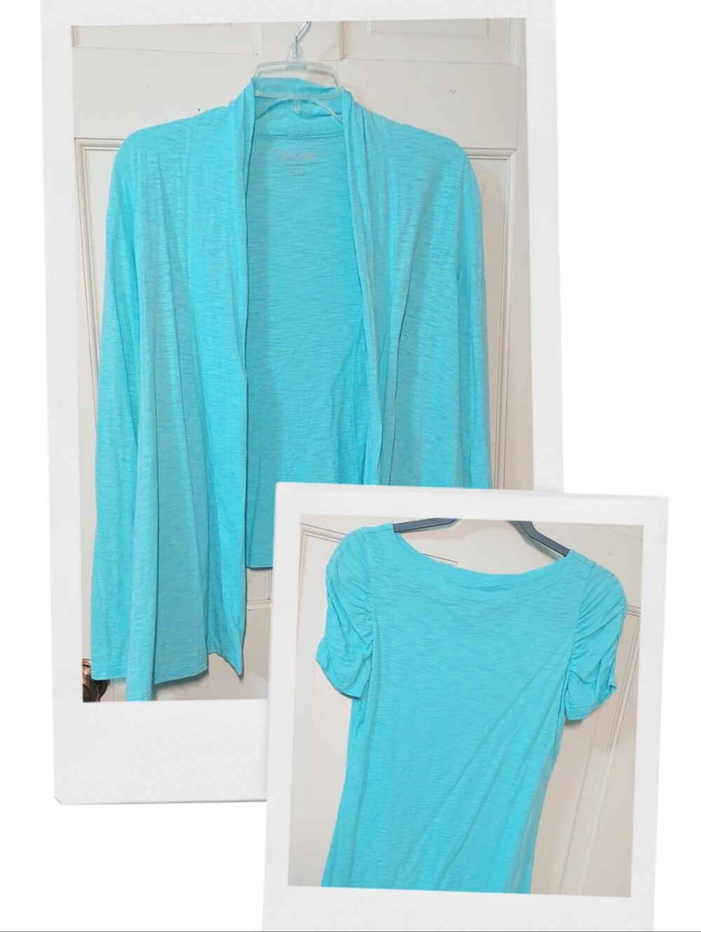 Lilly Pulitzer Aqua Pima Cotton Open Cardigan & Tee Set, Size XS-S